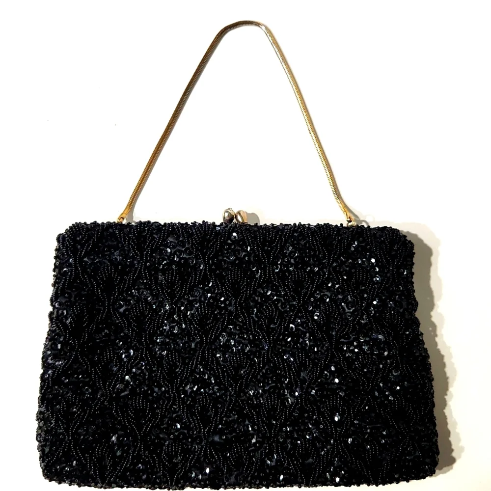 Vintage 1950's Walborg Gorgeous Black Beaded Evening Bag - Picture 14 of 14